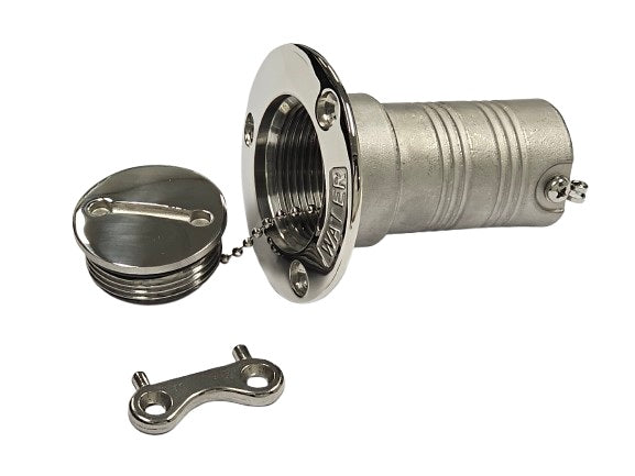 Stainless steel 316 Hose Deck Fills with key 'Waste' 2"