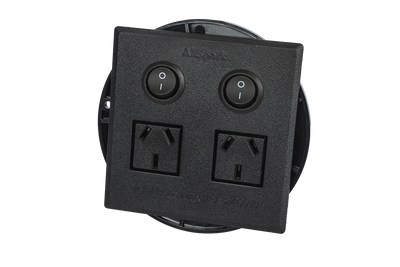 2 Outlet Power Board | Flush Mount | Black | Plug & Play GPO | AllSpark