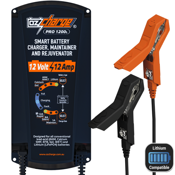 Ozcharge 12V 12A Battery Charger Pro + Lithium