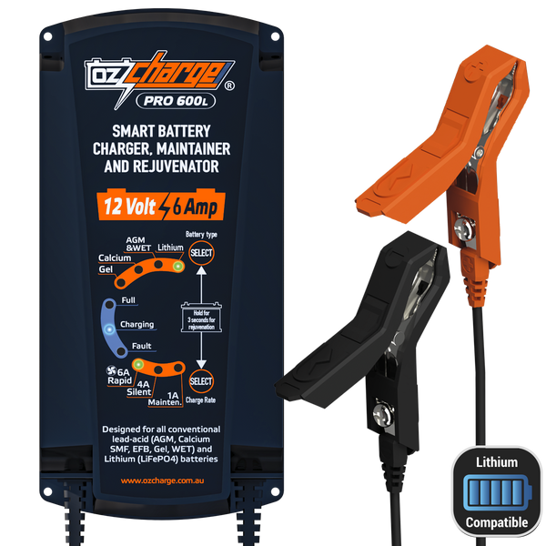 Ozcharge 12V 6A Battery Charger Pro + Lithium