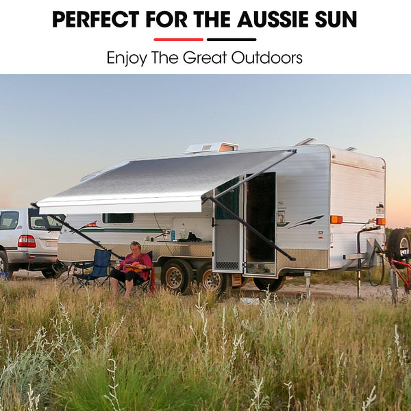 Shade Shield 17ft x 8ft Caravan Retractable Awning, Powder Coated 6063 Aluminium and Vinyl, for Caravan, Motorhome, RV,