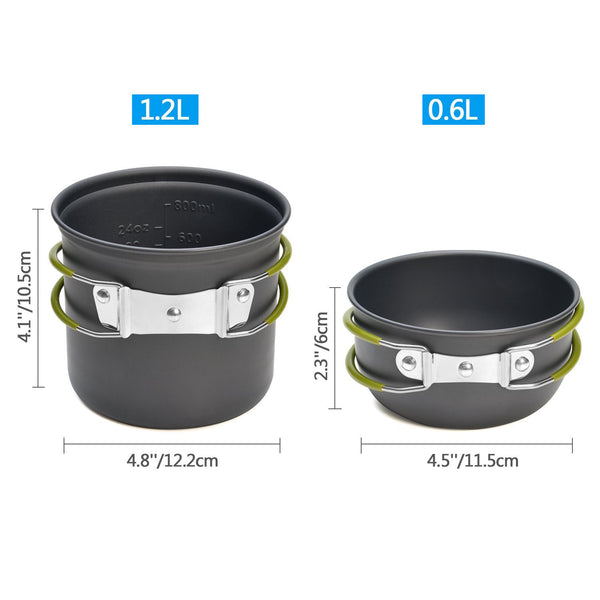 Portable Camping Cookware Set with Stove, Pot, Cup and Spork