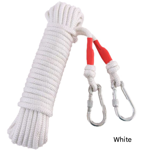 White With Wire Core Heavy Duty Adjustable Clothesline Set (4 Pack) - 15m Steel Wire Core Nylon Rope with Hooks for Outd