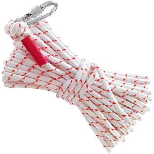 Red-white With Wire Core Heavy Duty Adjustable Clothesline Set (4 Pack) - 15m Steel Wire Core Nylon Rope with Hooks for