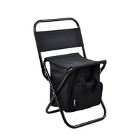 Foldable Camping Chair with Integrated 10L Insulated Cooler Bag - Black