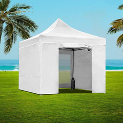 Instahut Gazebo Pop Up Marquee 3x3 Folding Wedding Tent Gazebos Shade White