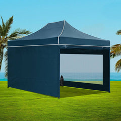 Instahut Gazebo Pop Up Marquee 3x4.5 Folding Wedding Tent Gazebos Shade Navy