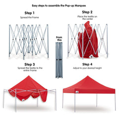 Wallaroo Gazebo Tent Marquee 3x3 PopUp Outdoor  Red