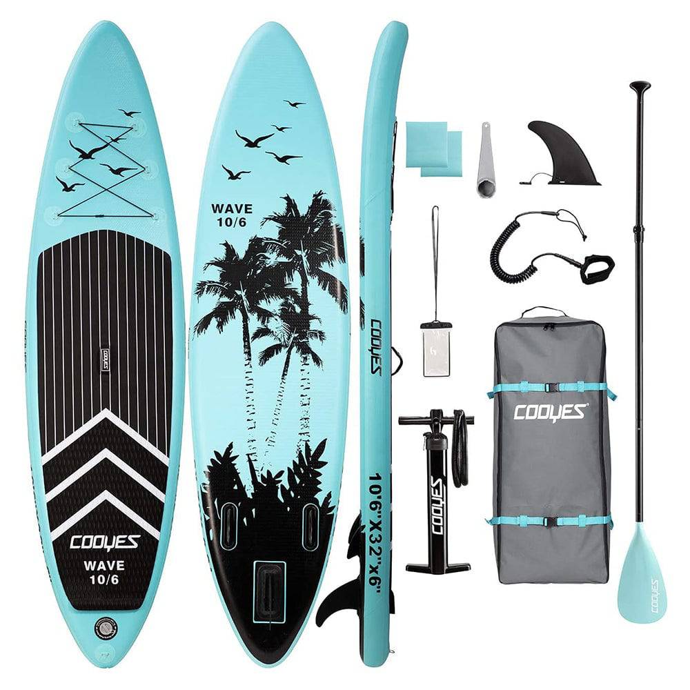 Inflatable 10'6''x32''x6'' Stand Up Paddle SUP Surfboard Paddleboard W/ Accessories & Backpack - Sky Blue