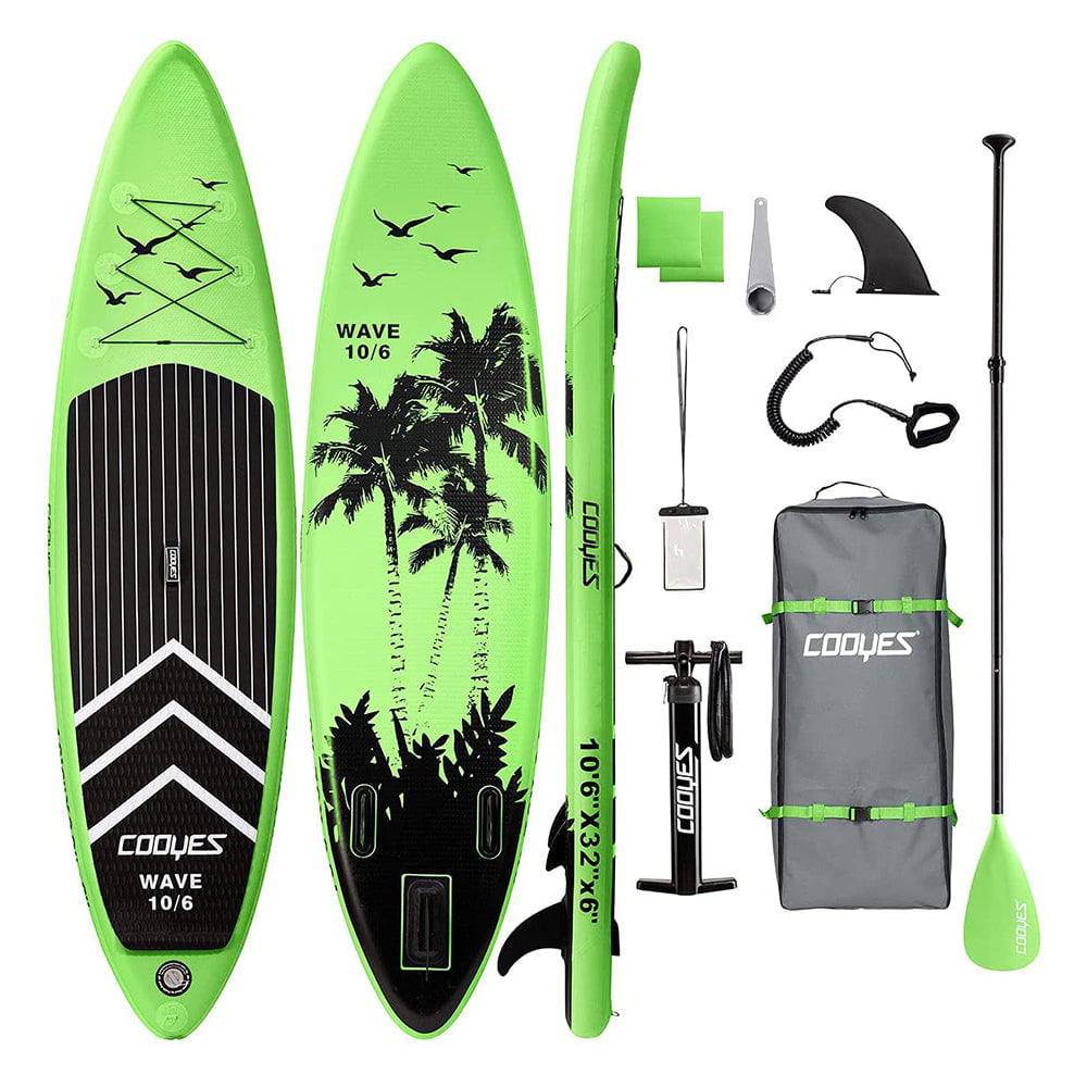 Inflatable 10'6''x32''x6'' Stand Up Paddle SUP Surfboard Paddleboard W/ Accessories & Backpack - Fruit Green