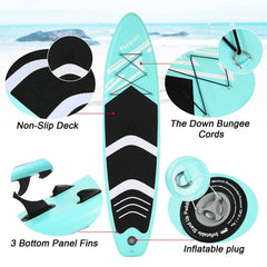 T&R SPORT F10 Stand Up Paddle SUP Inflatable Surfboard Paddleboard W/ Accessories & Backpack