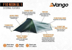 1 Person Tent - Neon UL 1 Tent - 0.445kg by F10