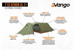 2 Person Camping & Hiking Tent - F10 Xenon UL 2+ Tent - 2.4kg by F10