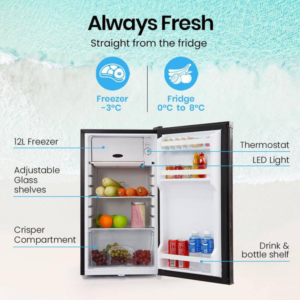 GECKO 95L Portable Upright Fridge Freezer Camping Caravans Bar Fridges 12V/24V Refrigerator