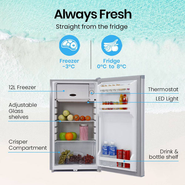 GECKO 95L Portable Upright Fridge Freezer Camping Caravans Bar Fridges Refrigerator 12V/24V