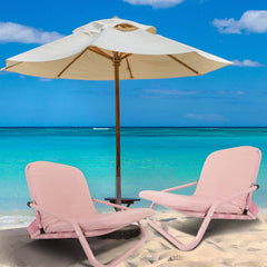 Havana Outdoors Beach Chair Portable Summer Camping Foldable Folding 2 Pack - Pink