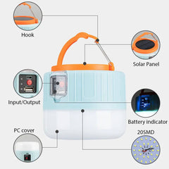 Mountgear USB Rechargeable Waterproof Outdoor Lantern Solar LED Bulb Camping Tent Lights