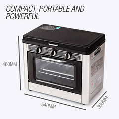 THERMOMATE 2 Burner Portable Camping Oven Cooking LPG Gas Stove Stainless Steel