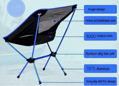 Ultralight Aluminum Alloy Folding Camping Camp Chair Outdoor Hiking Full Blue