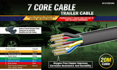 20M X 7 Core Wire Cable Trailer Cable Automotive Boat Caravan Truck Coil V90 PVC