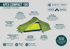 1 Person Tent - Apex Compact 100 - 1.88kg by Vango