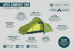 2 Person Tent - Apex Compact 200 - 2.20kg by Vango