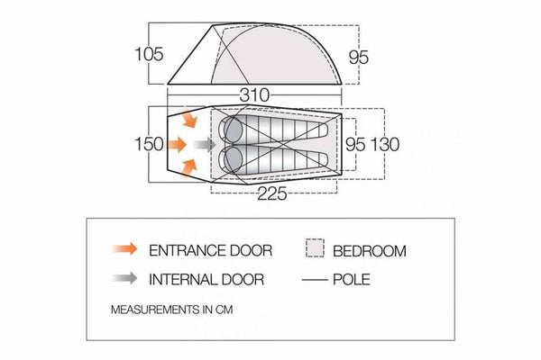2 Person Tent - Apex Geo 200 - 3.20kg by Vango