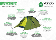 2 Person Tent - Apex Geo 200 - 3.20kg by Vango