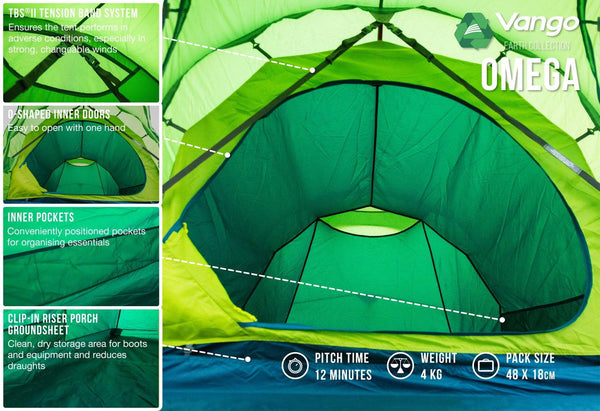 2 Person Tent - Omega 250 with TBS II - 4.05kg by Vango