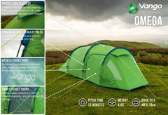 2 Person Tent - Omega 250 with TBS II - 4.05kg by Vango