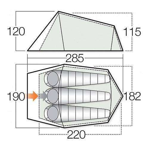 3 Person Camping & Touring Tent - Helix 300 - 2.53kg by Vango