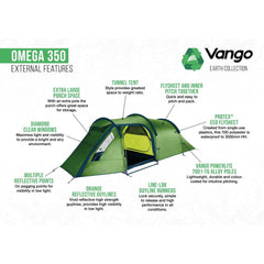 3 Person Tent - Omega 350 with TBS II - 5.00kg by Vango