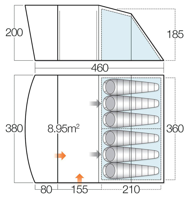6 Person Camping Tent - Opera 600 Tent - 14.85 by Vango