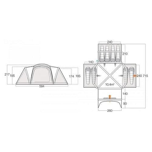8 Person Camping & Touring Tent - Palermo 800XL Airbeam by Vango