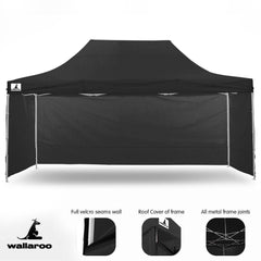 Wallaroo Gazebo Tent Marquee 3x4.5m PopUp Outdoor Black