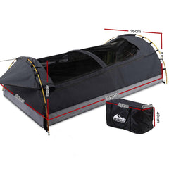 Camping Swags King Single Swag Canvas Tent Deluxe Dark Grey Large