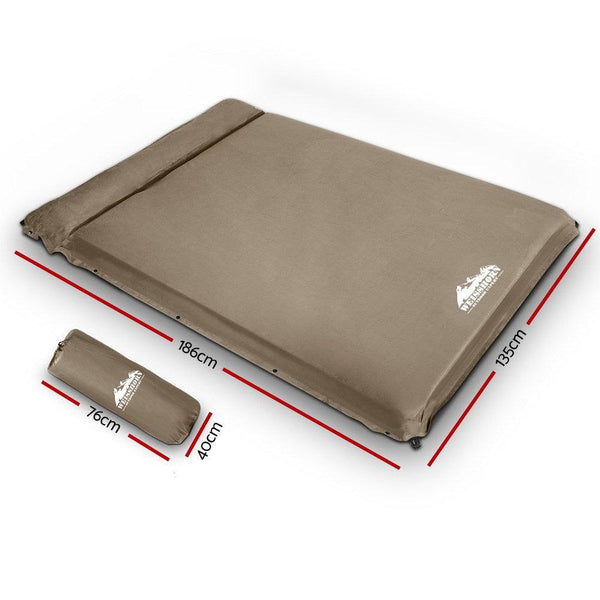 Double Size Self Inflating Mattress Mat 10CM Thick Coffee