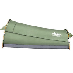 Double Swag Camping Swags Canvas Tent Deluxe Celadon With Mattress