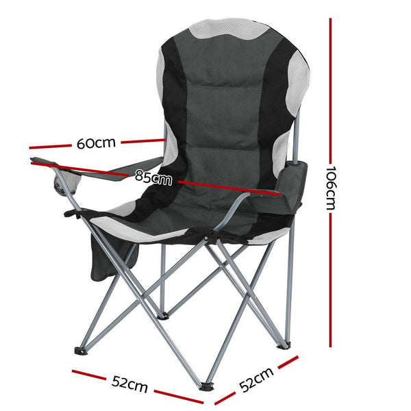Weisshorn 2X Folding Camping Chairs Arm Chair