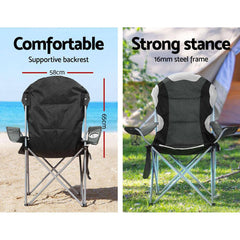 Weisshorn 2X Folding Camping Chairs Arm Chair