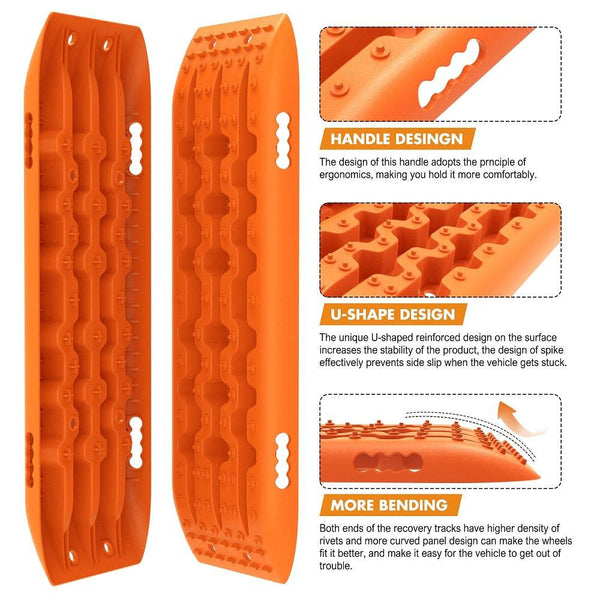 X-BULL 4WD Recovery tracks 10T 2 Pairs/ Sand tracks/ Mud tracks/ Mounting Bolts Pins Gen 2.0 -Orange