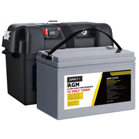 Giantz 120Ah Deep Cycle Battery & Battery Box 12V AGM Marine Sealed Power Solar - Camping Australia