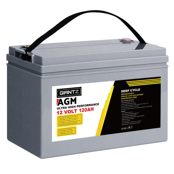 Giantz AGM Deep Cycle Battery 12V 120Ah Marine Sealed Power Portable Box Sola - Camping Australia