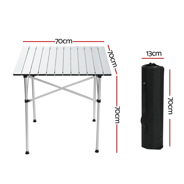 Weisshorn Camping Table Roll Up Aluminum Portable Desk Picnic 70CM - Camping Australia
