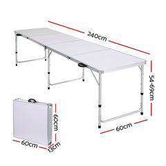 Weisshorn Camping Table Folding Aluminum Portable BBQ Outdoor 240CM - Camping Australia
