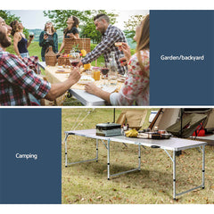 Weisshorn Camping Table Folding Aluminum Portable BBQ Outdoor 240CM - Camping Australia