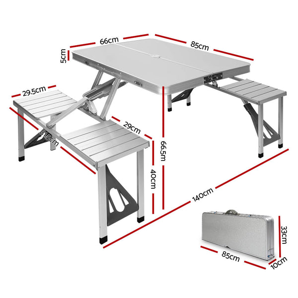 Weisshorn Camping Table Folding Aluminum Portable Outdoor Picnic 85CM - Camping Australia