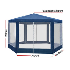 Instahut Gazebo Wedding Party Marquee Tent Canopy Outdoor Camping Gazebos Navy - Camping Australia