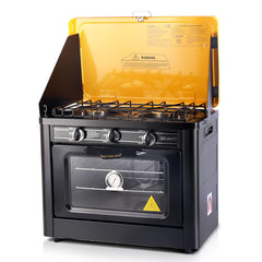 Devanti 3 Burner Portable Oven - Black & Yellow - Camping Australia