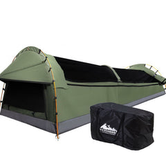 Weisshorn Double Swag Camping Swags Canvas Tent Deluxe Celadon - Camping Australia